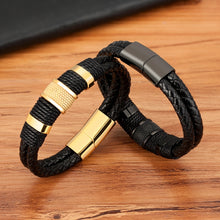 Carregar imagem no visualizador da galeria, Pulseira Masculina de Couro WRAP #003