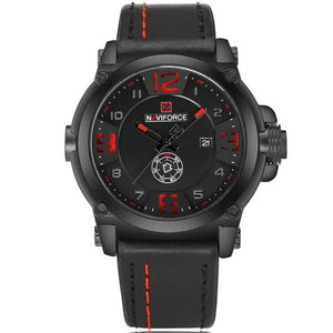 Relógio Masculino Militar Esportivo Naviforce Pulseira Couro #001