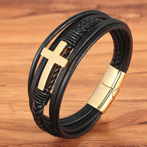 Pulseira Masculina de Couro CRUZ