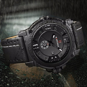 Relógio Masculino Militar Esportivo Naviforce Pulseira Couro #001